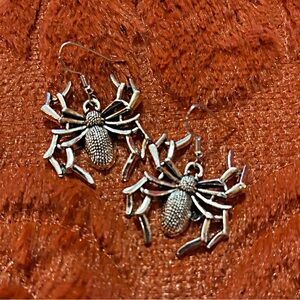 Silver Spider Earrings